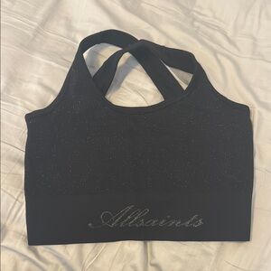 AllSaints Black Sparkle Crop Top Bralette